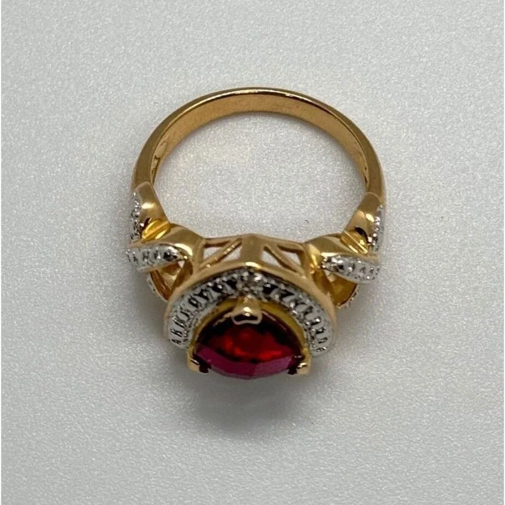 925 STERLING SILVER GOLD PLATED SPINEL RING SIZE 7